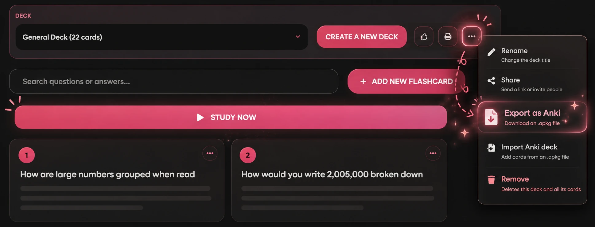 Export, print, or take your deck anywhere
